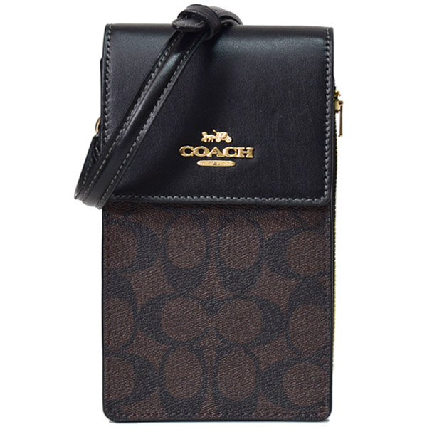COACH】コーチ スマホショルダー コーティングキャンバス レザー