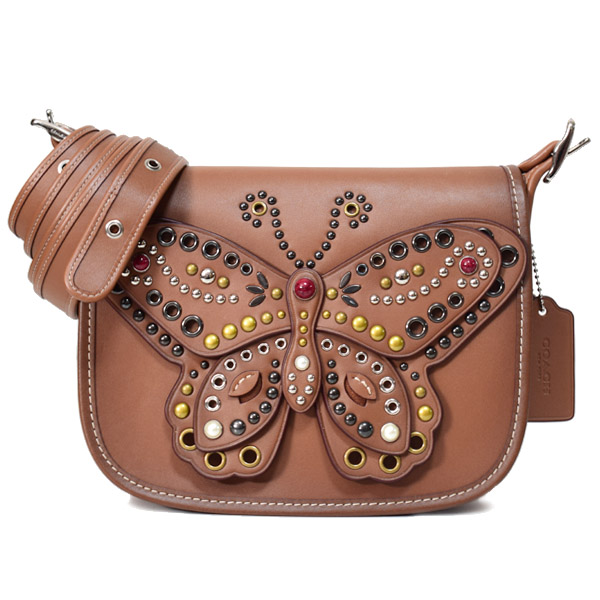 COACH】コーチ カーフレザー アップリケ スタッズ バタフライ リベット