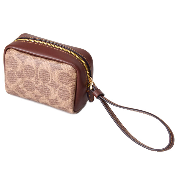 COACH】コーチ ポーチ コーティングキャンバス レザー シグネチャー