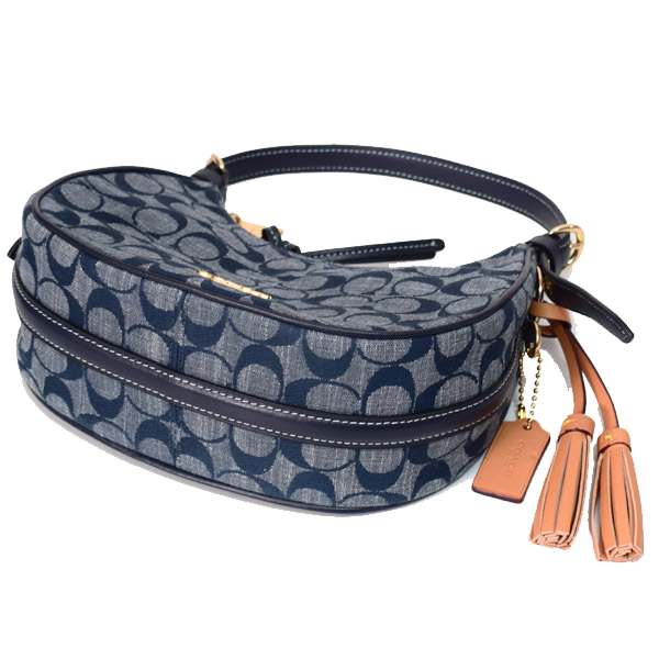 COACH】コーチ シャンブレー レザー シグネチャー クレオ ホーボー