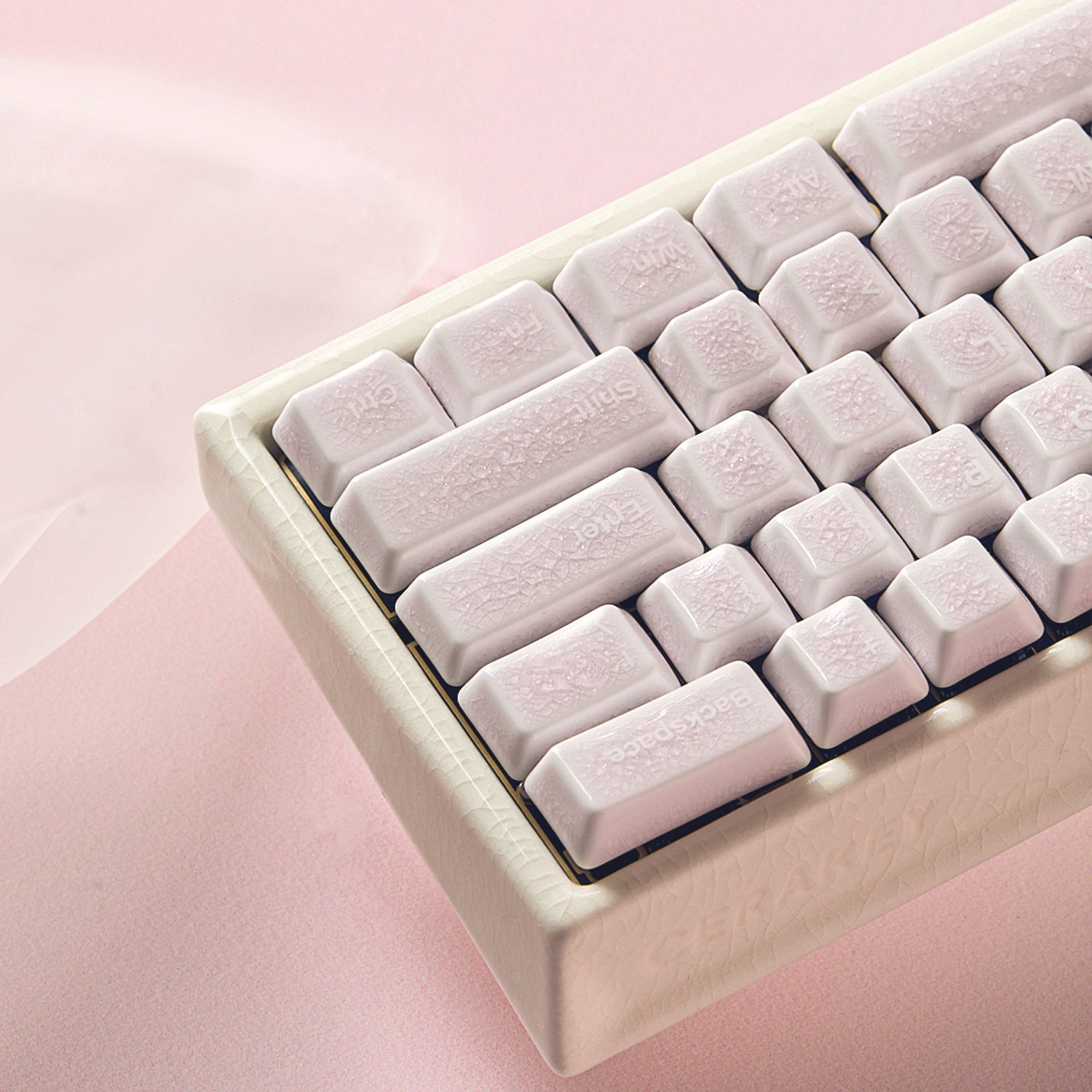 Ceramic Keycap Full Set V2-Pink Crazed