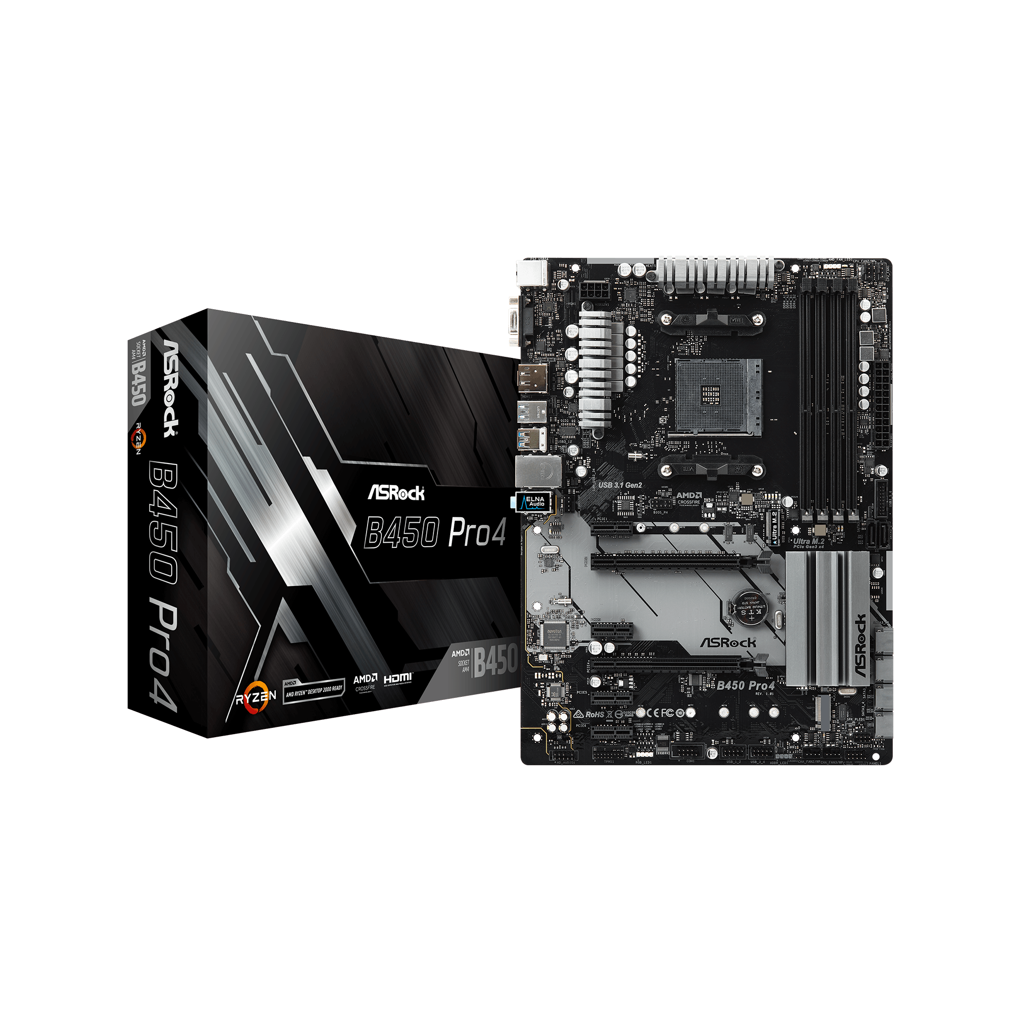 B450 Pro4 | ASRock(アスロック) Socket AM4 AMD B450 ATX