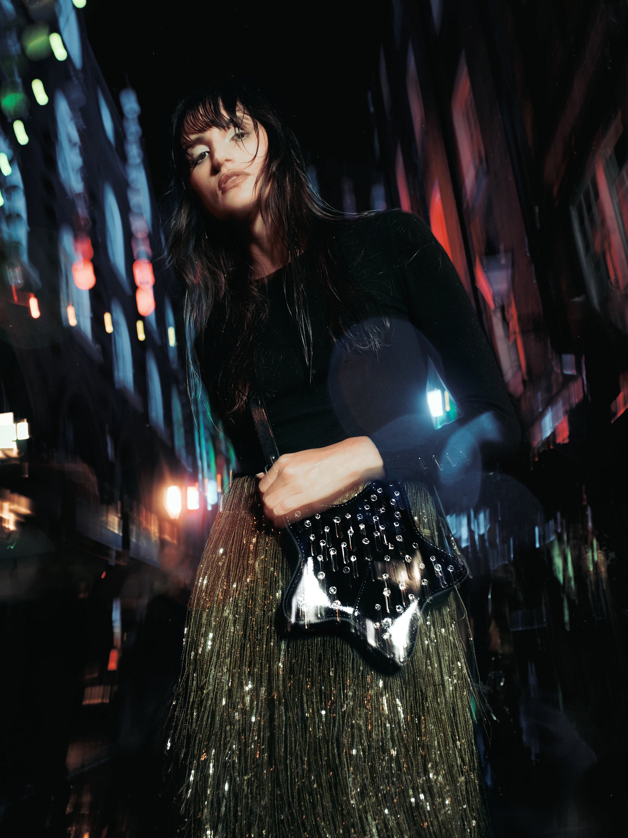The Star Bag - High Shine Black | Swarovski® x Cambridge Satchel
