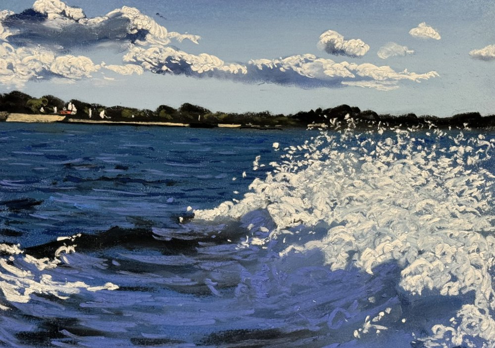 フェリーで湯島へ | 坂口恭平パステル画 | 熊本市現代美術館 CAMK