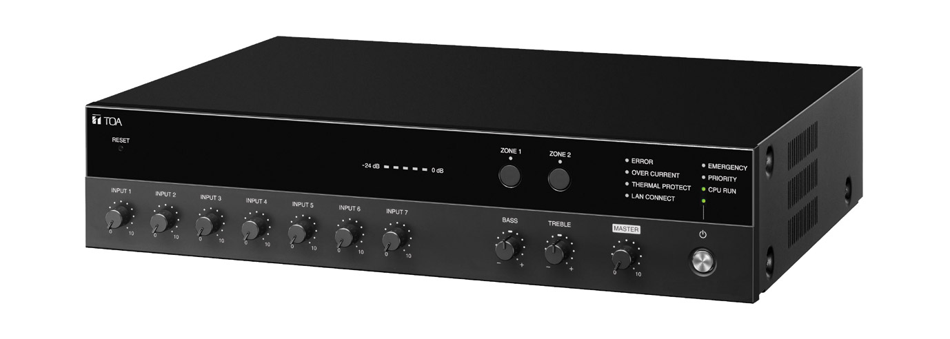 TOA A-3624D MIXER AMPLIFIER Digital, 240W, 100V/4-16ohm, 7-input