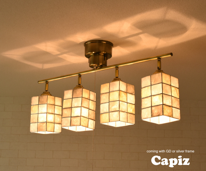 プルスイッチ】シーリングスポットライト アイアンフレーム / カピス貝