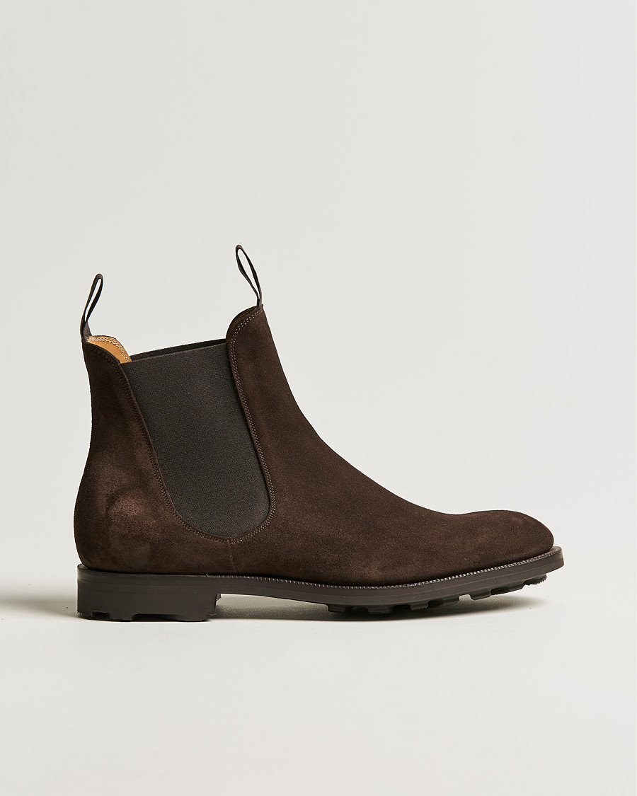Edward Green Newmarket Suede Chelsea Boot Espresso at CareOfCarl.com