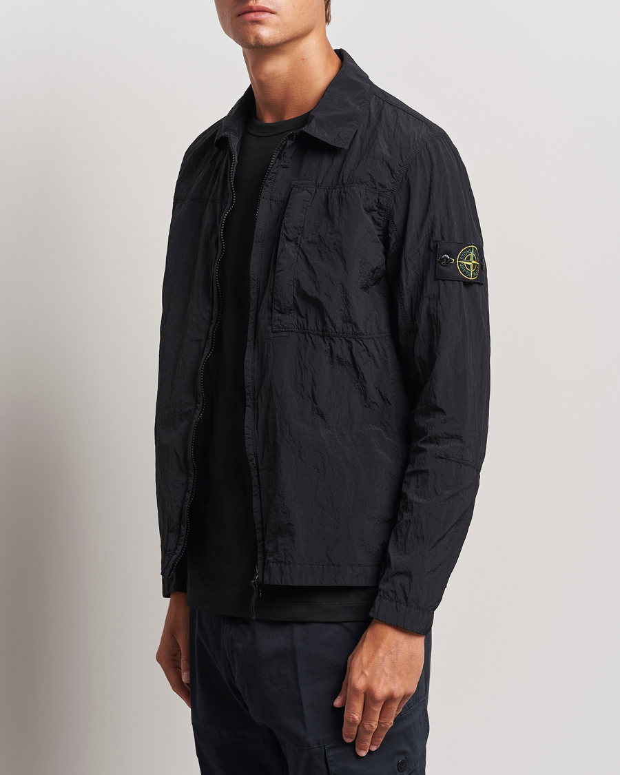 Stone Island Nylon Metal Zip Overshirt Black at CareOfCarl.com
