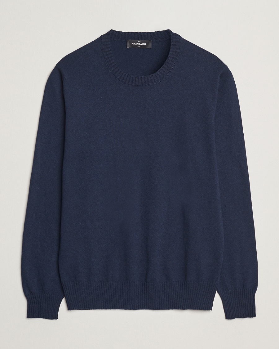 Andersen-Andersen Sailor Wool Crewneck Navy Blue at CareOfCarl.com