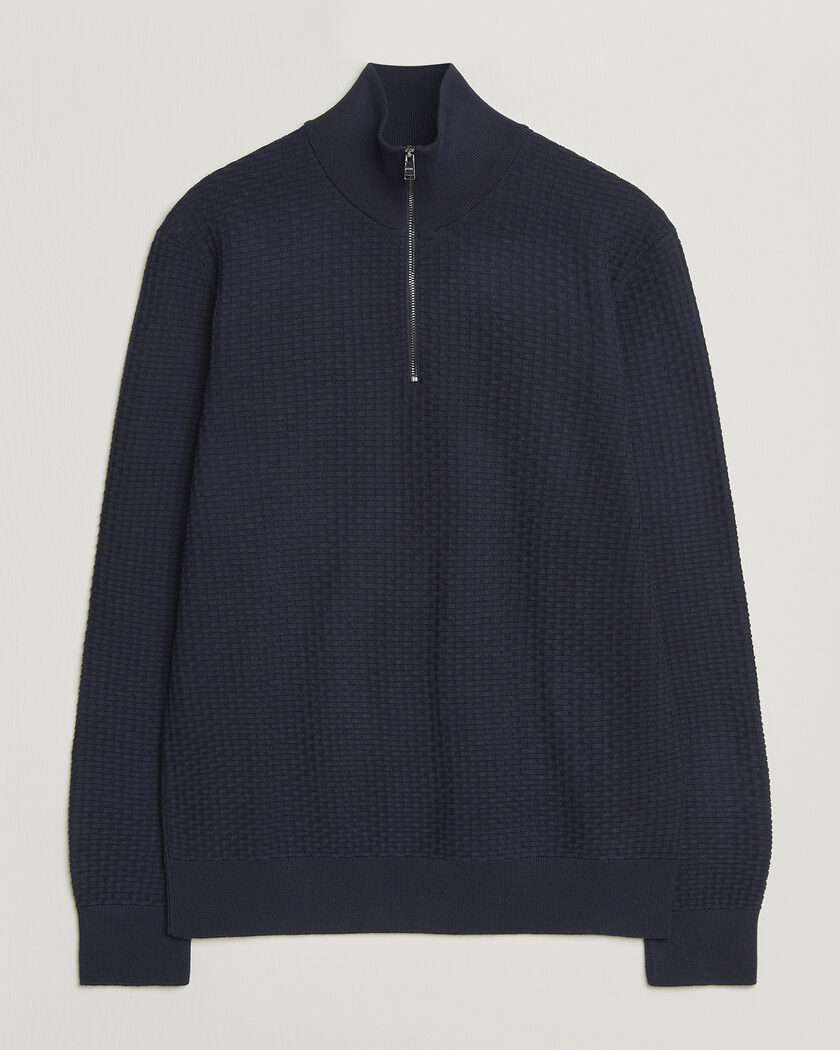 Morris Riley Cotton Half Zip Dark Blue at CareOfCarl.com