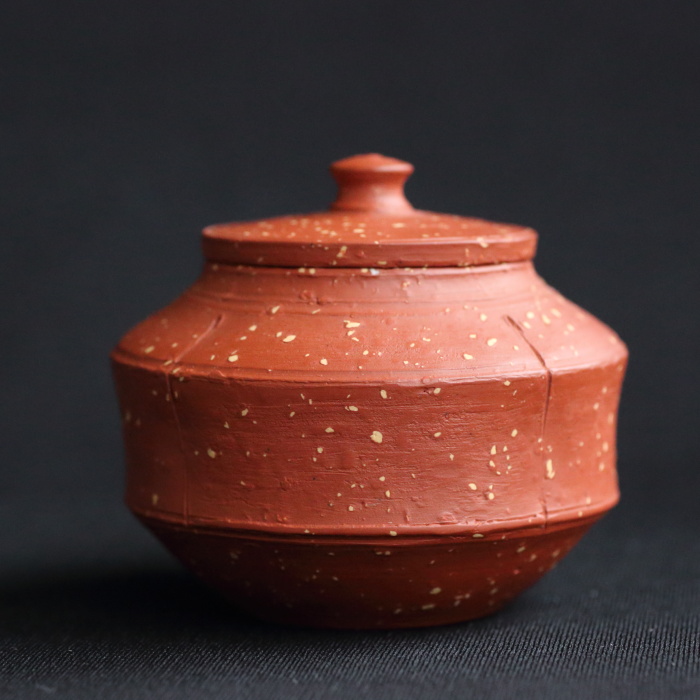 三代山田常山 梨皮朱泥宝瓶 常滑焼 満容量100ml 人間国宝