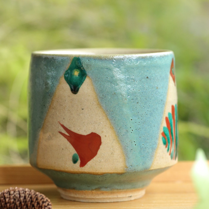 N606 茶器 『妙見窯造』『金彩吹き寄せ絵』『陶製茶入』 共箱