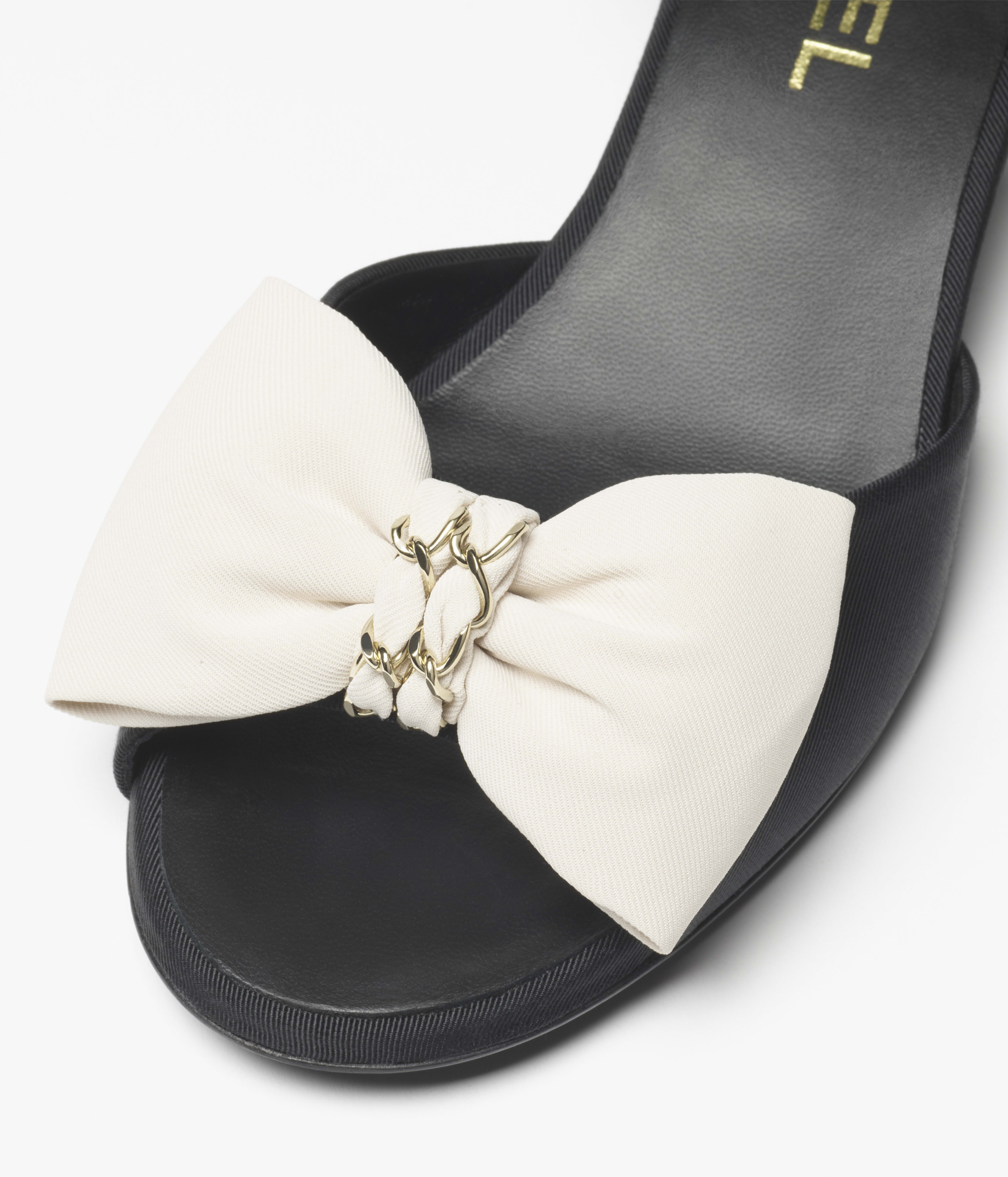 サンダル - グログラン、ブラック & アイボリー — ファッション