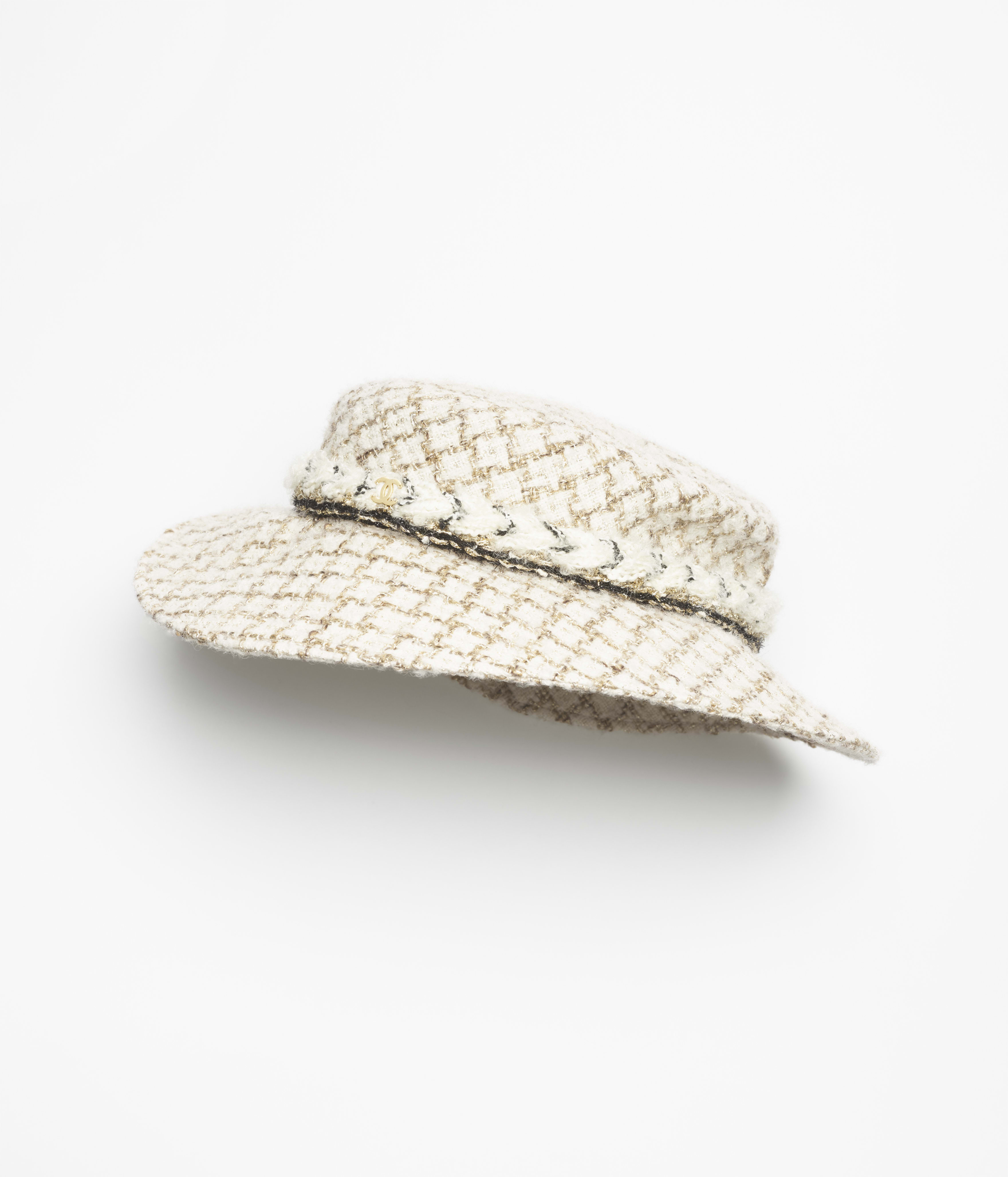 カメリア モチーフ ブローチ - ウール & モヘア ツイード、エクリュ