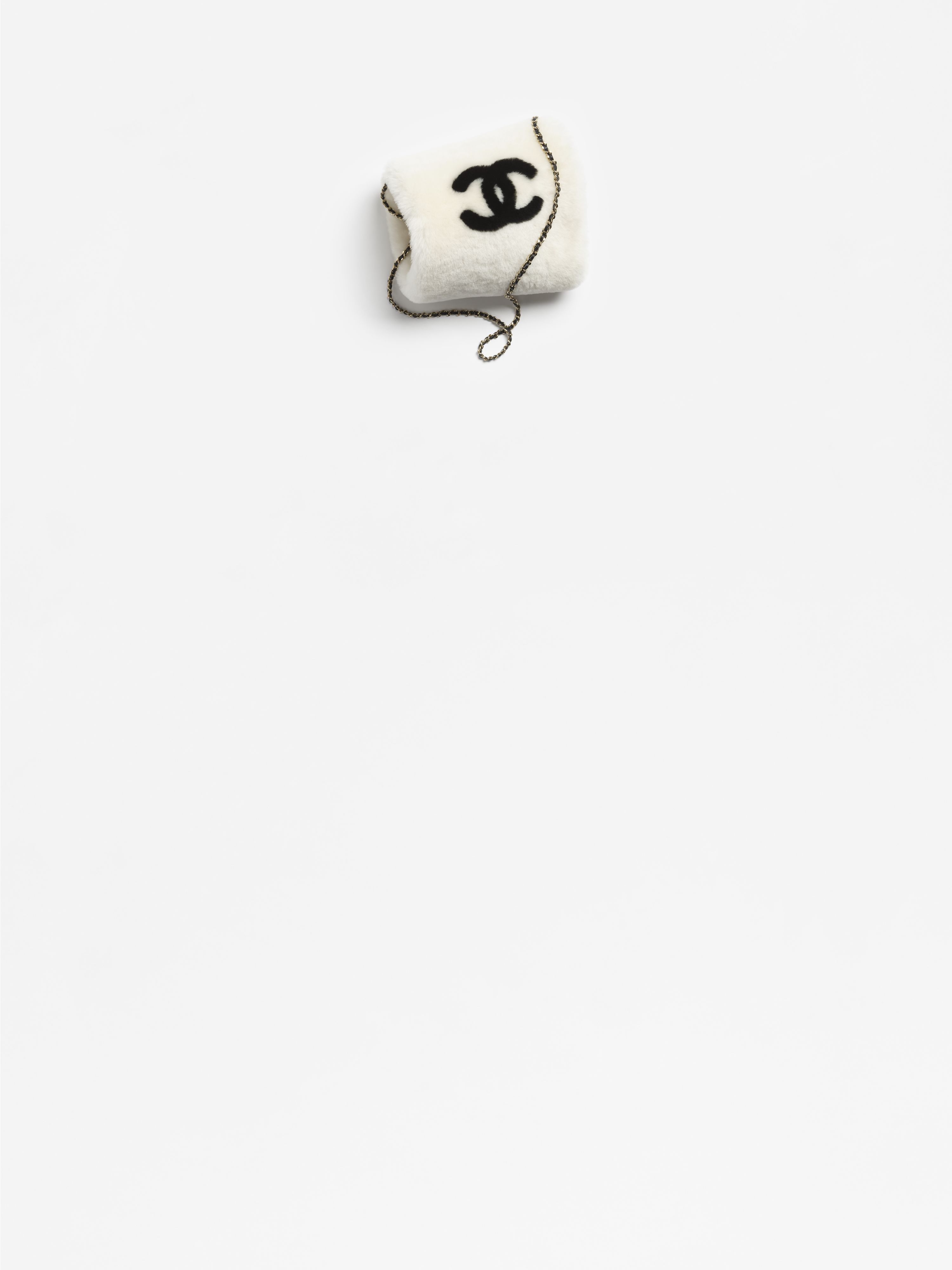 マフ - シアリング ラムスキン、エクリュ & ブラック — ファッション