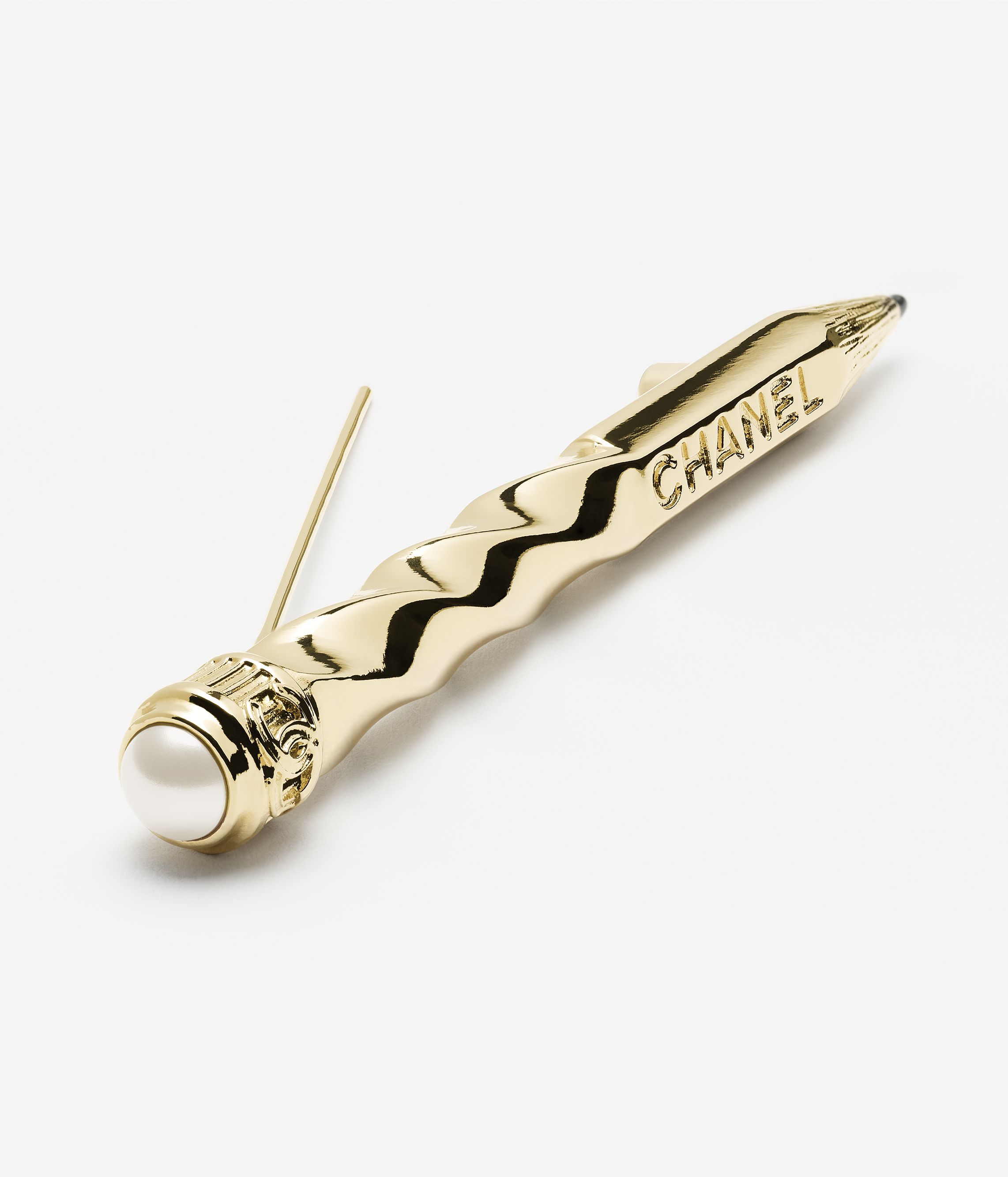 ブローチ - コスチューム パール & レジン、ゴールド、ホワイト