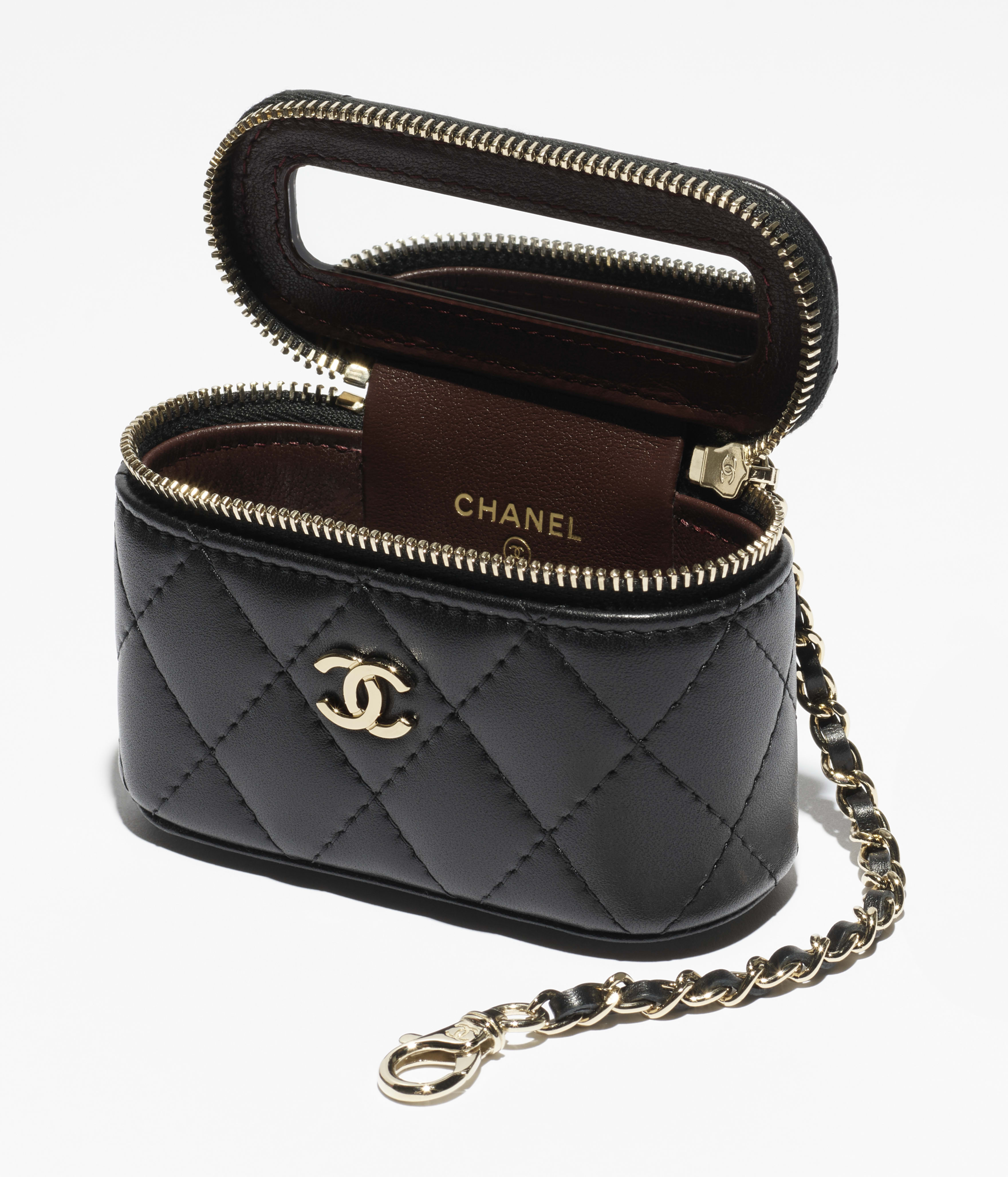 クラシック ミニ バッグ チャーム - ラムスキン、ブラック