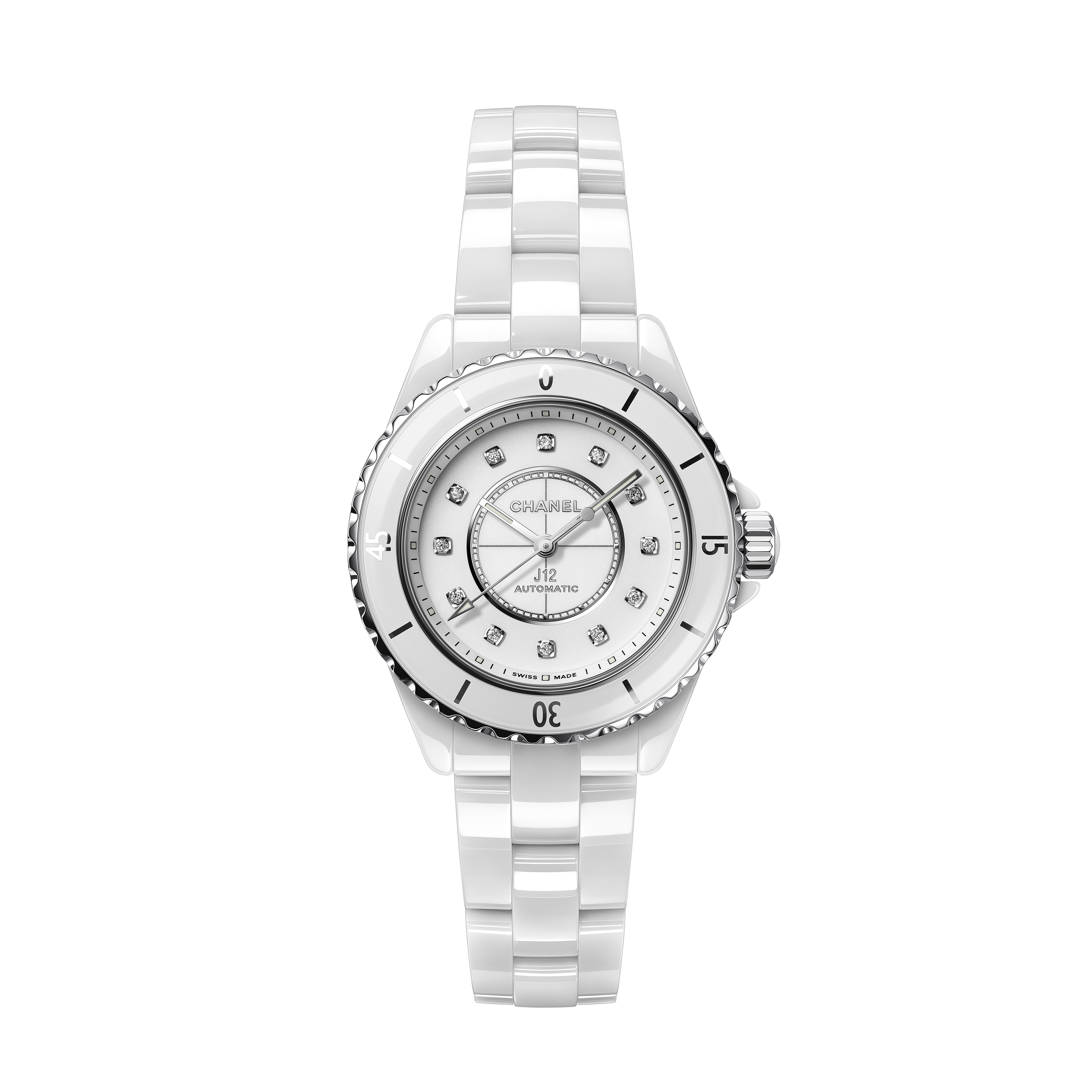 J12 Watch, 33 mm - White ceramic & Steel - H5698 | CHANEL