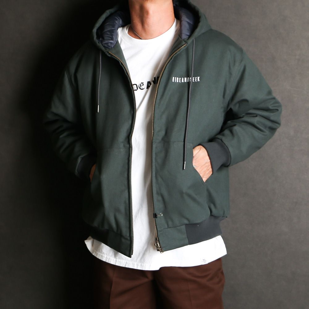 HideandSeek - Zip Hooded Work Jacket (24aw) - Green / フーデッド