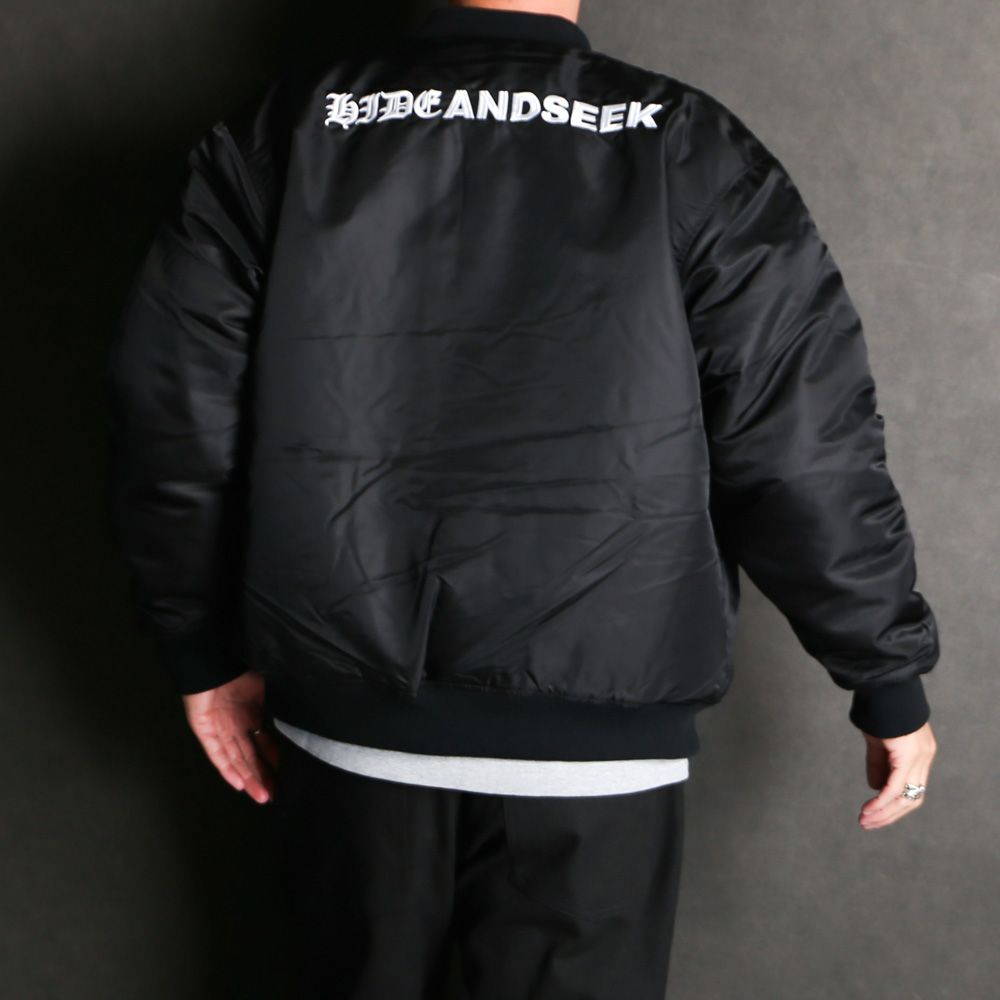 HideandSeek - Nylon Varsity Jacket(24aw) - BLK / ナイロン バー