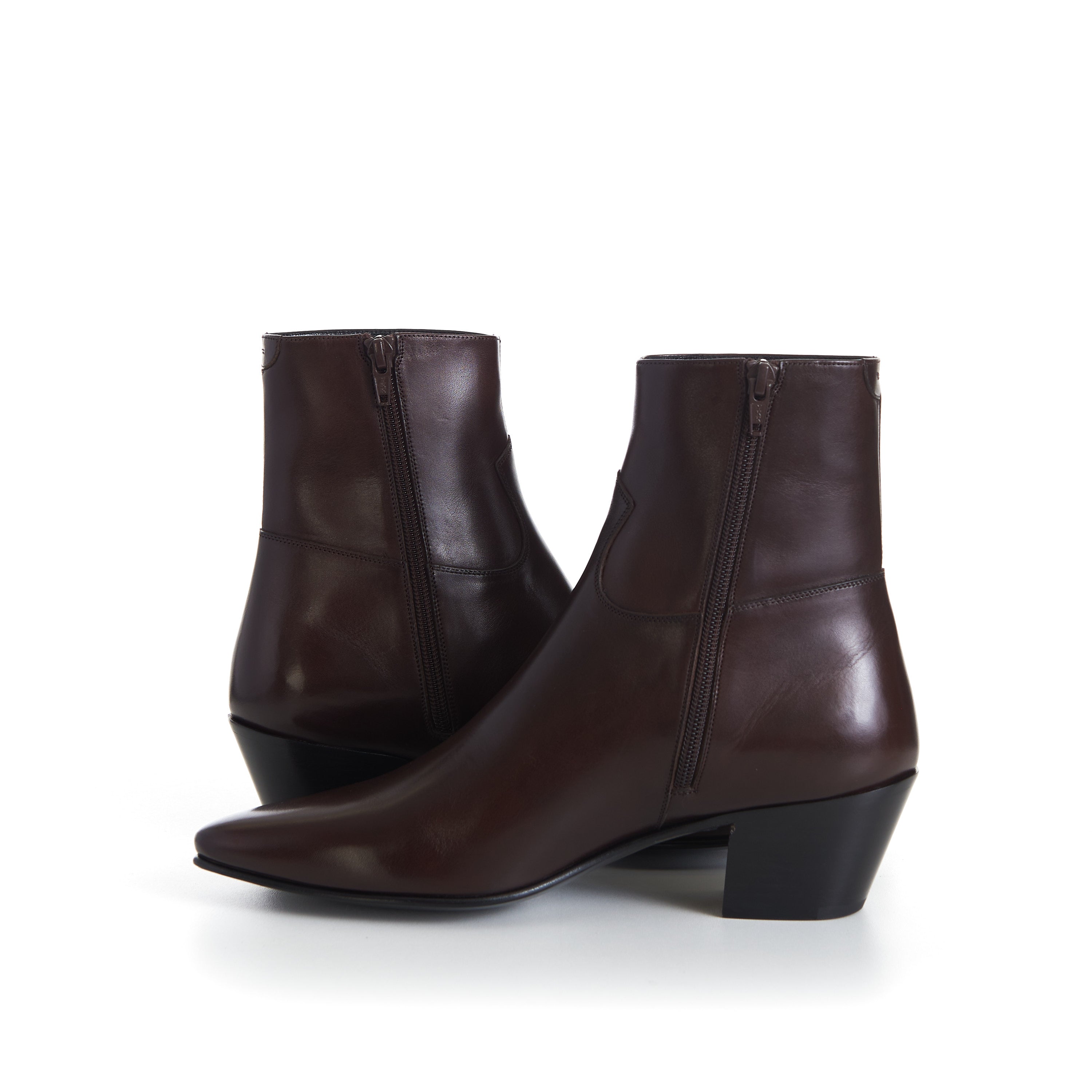 JACNO Zipped Ankle Boots - Oak Brown, 60mm Heel – CHIIIQ