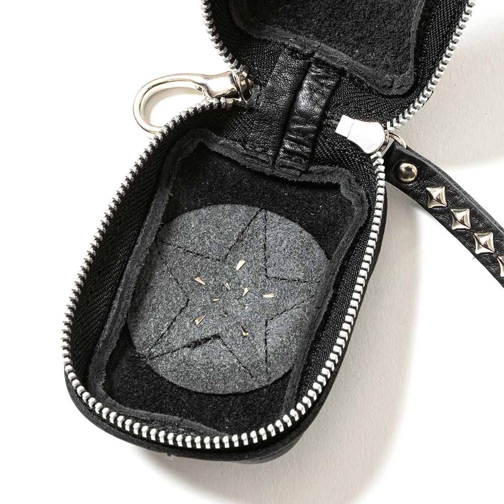 CALEE - Star studs leather multi case (Black) / シルバー スタッズ