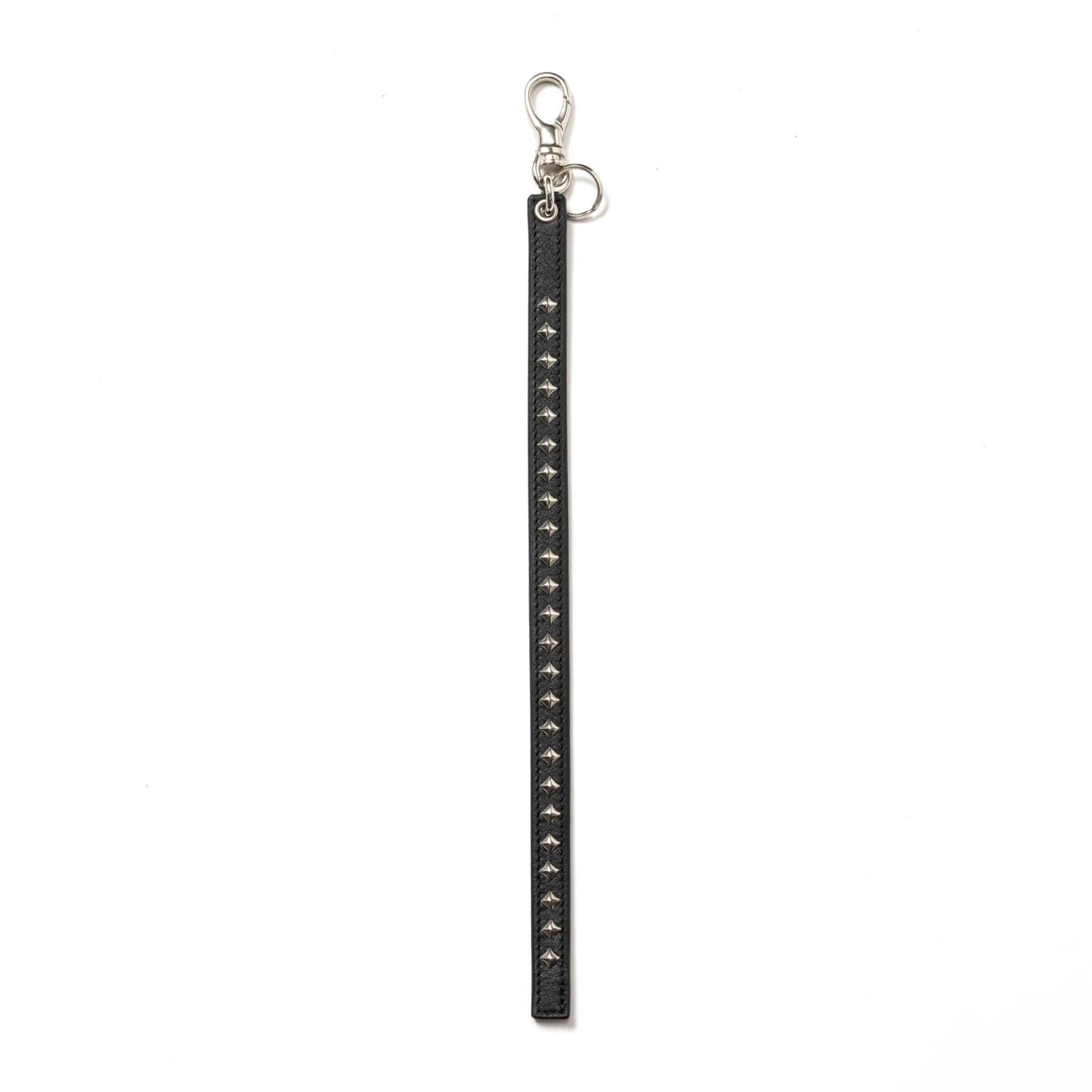 CALEE - STUDS LEATHER LONG KEY RING (BLACK) / スタッズ レザー