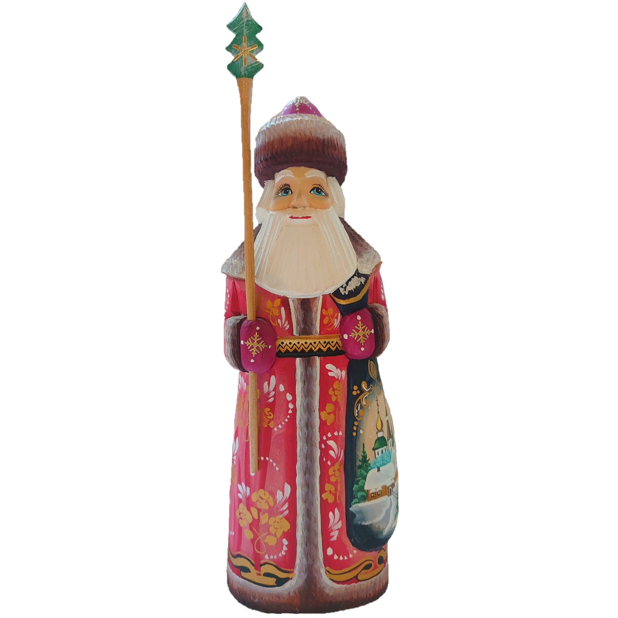 木製ロシアペインティングサンタ/ジェド・マロース】レッドサンタwith