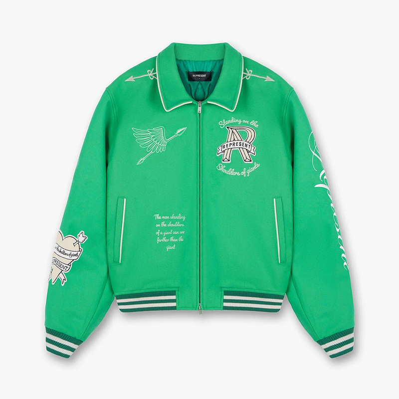 REPRESENT Angel Embroidery Double Zip Up jacket Stadium Jumper