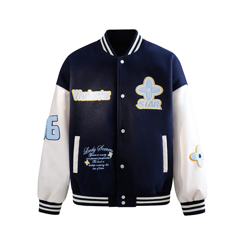 Unisex Flower American Classic Sleeve Leather Baseball Stadium