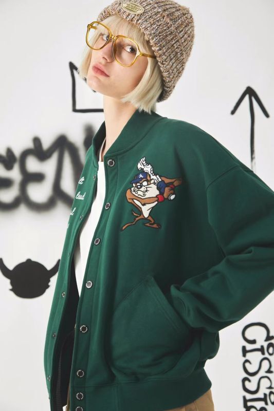 Looney Tunes Tasmanian Devilwoolen Sweat baseball uniform jacket