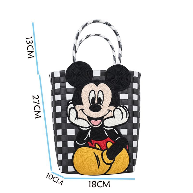Mickey Mouse Damier Checkered Tote Bagbasket picnic shopping bag