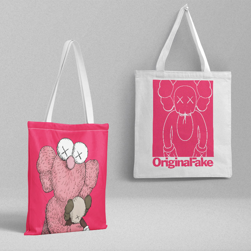 New Unisex canvas sesame street×kaws design Tote shoulder bag ユニ