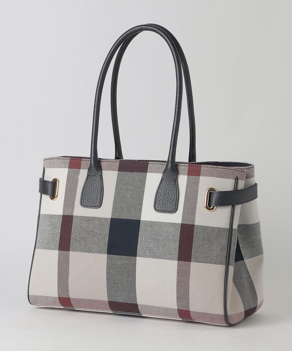 クレストブリッジチェックキャンバスハトメトート（バッグ）｜BLUE