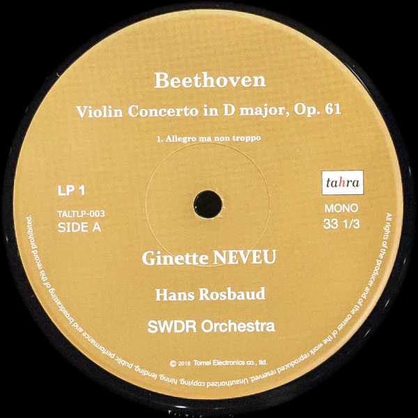 ジネット・ヌヴー（ヴァイオリン） /ベートーヴェン：ヴァイオリン