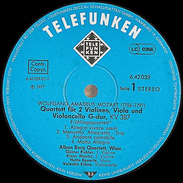 アルバンベルク弦楽四重奏団/モーツァルト:弦楽四重奏曲第14番KV387&第