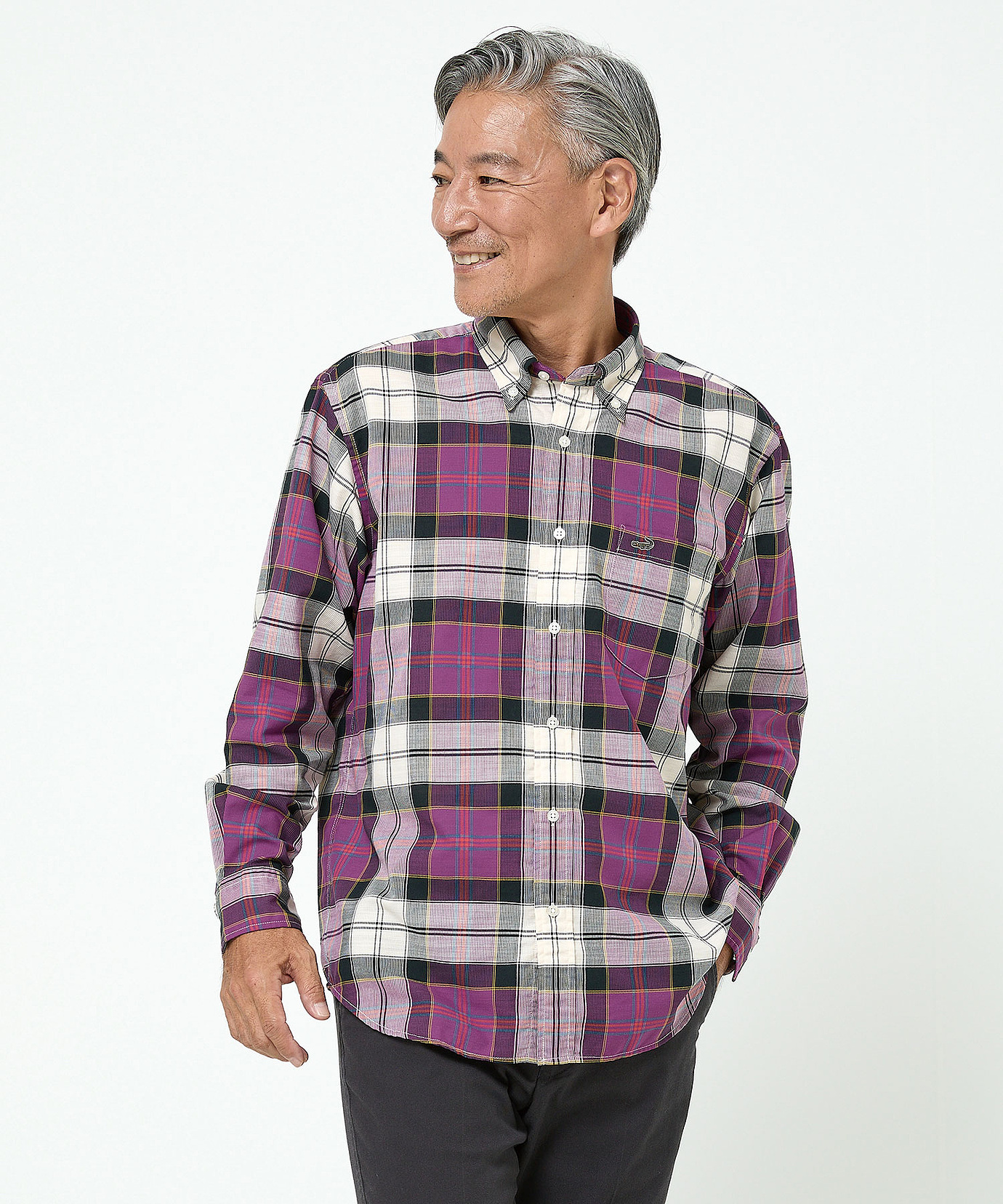 メンズ ピケ素材 チェック柄 シャツ通販 [1601-55103] - クロコダイル