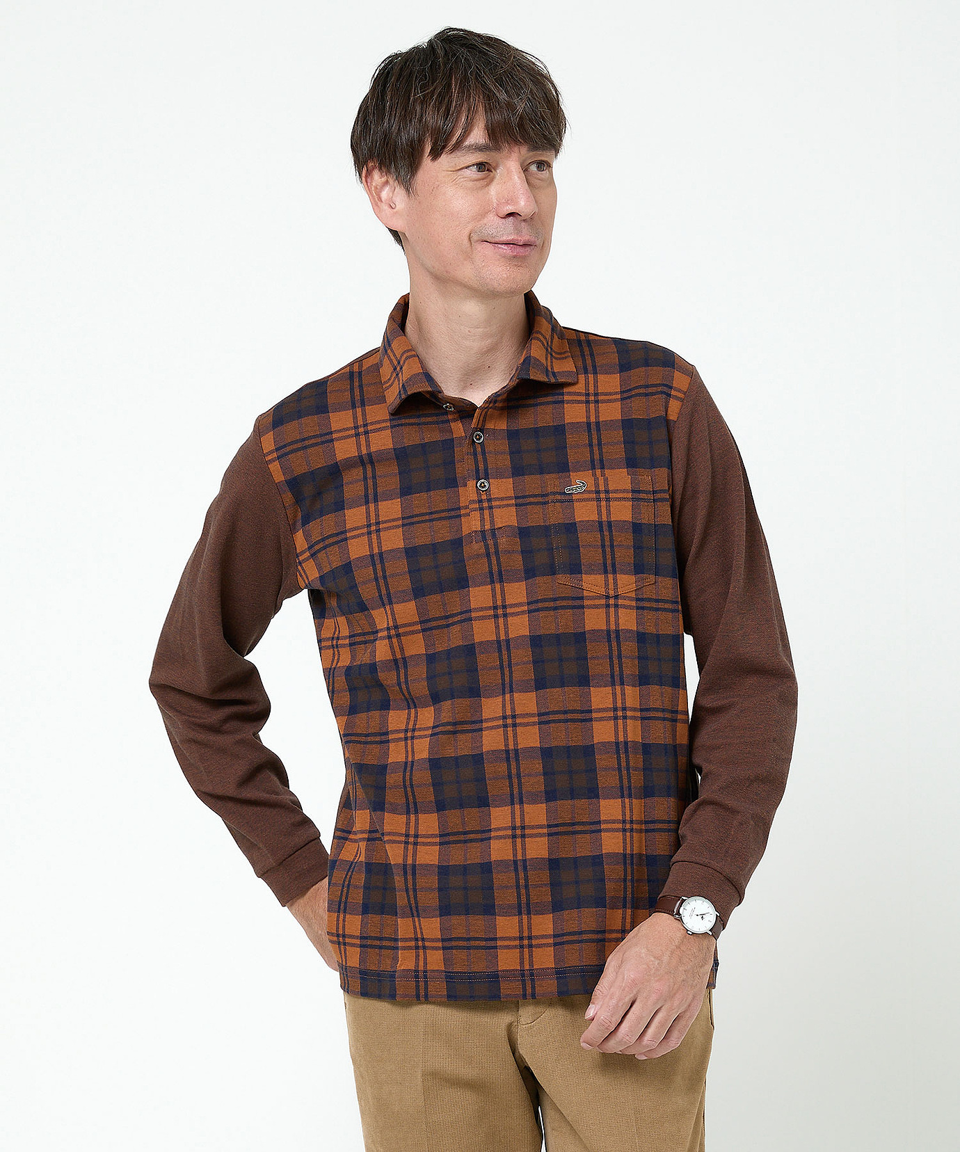 メンズ ブラックウォッチ 切り替え ポロシャツ通販 [1602-55210