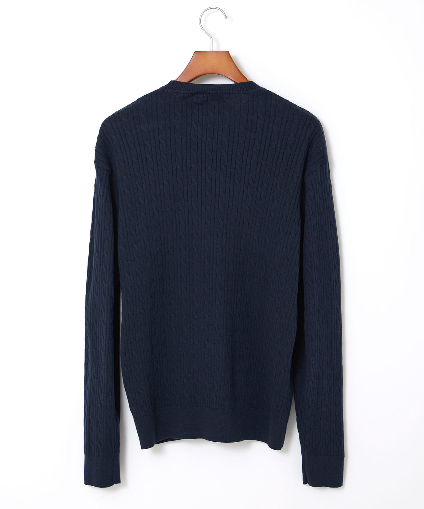 メンズ ハイゲージ ケーブル柄 クルーネック ニット【手洗いOK】通販
