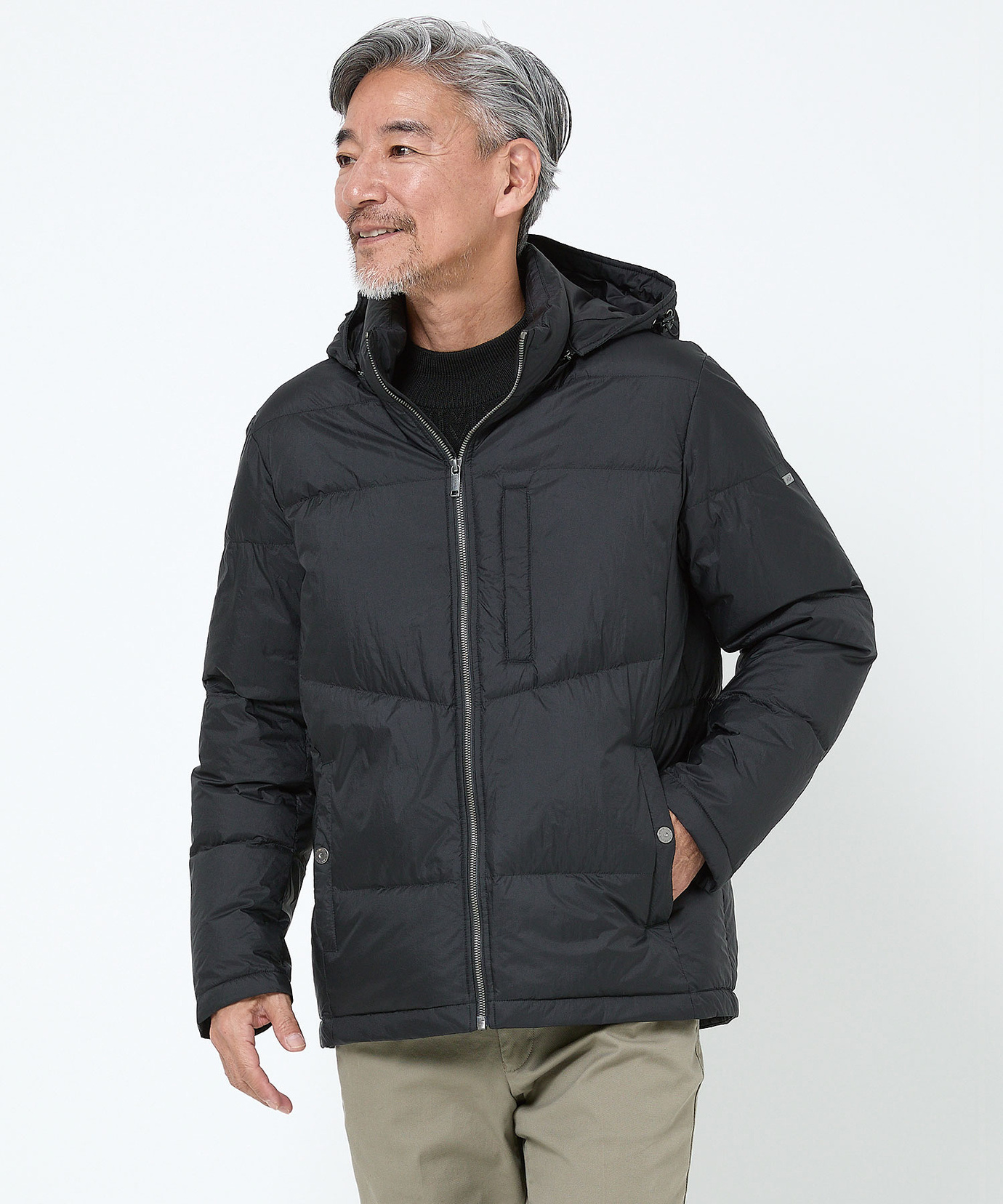 メンズ フード付き スタンドカラー ダウンジャケット通販 [1604-58405