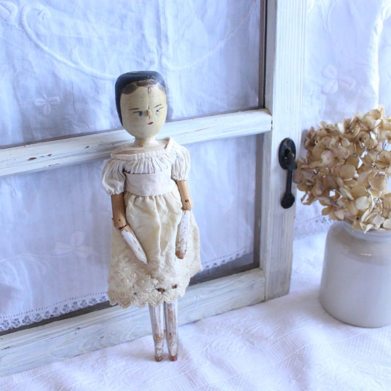 wooden peg doll ＊/Wooden Doll/ウッデンドール-/Antique toricoTte