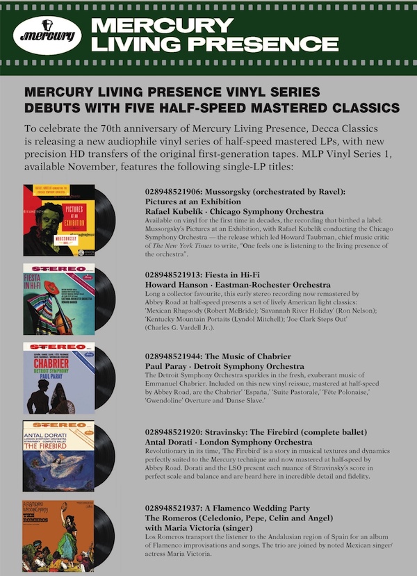 Half Speed Mastered Mercury Living Presence Series Debuts With