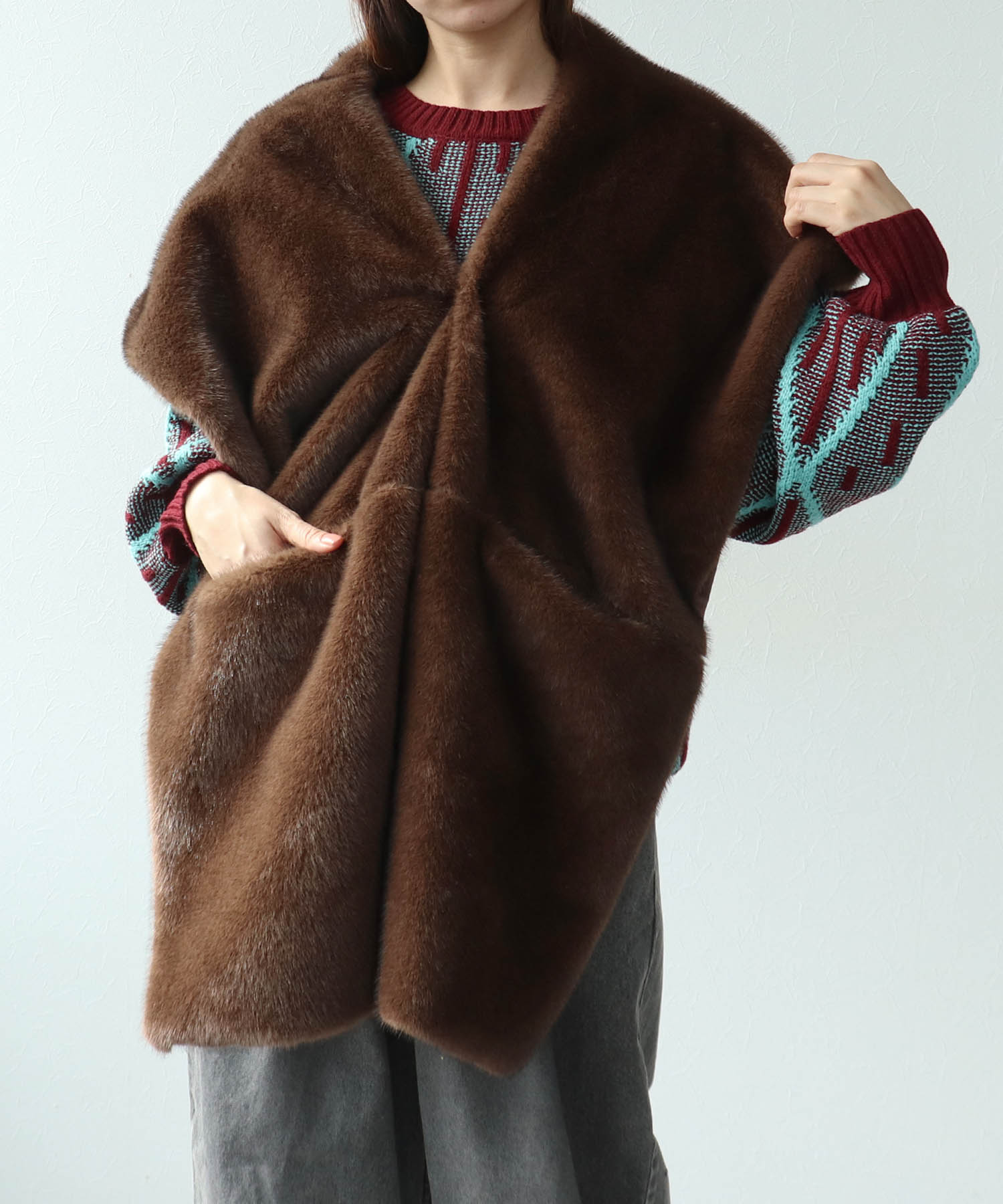 ミンクフェイクファーストール | AND ON JIONE STORE（アンドオン