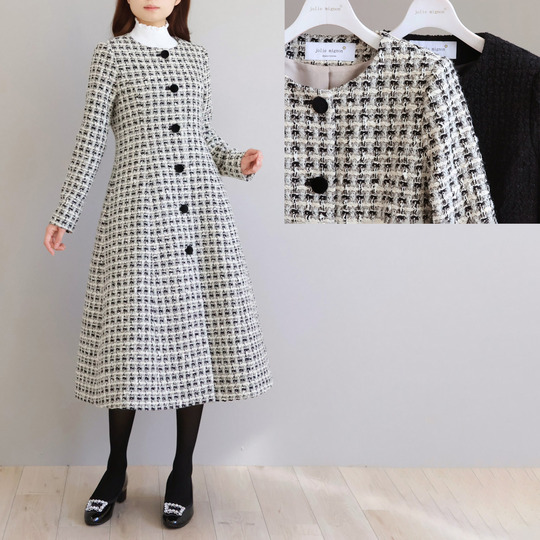 尾州プレミアムツイード ノーカラーコート【JM2442BF】 商品詳細