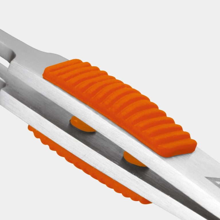 ラバーグリップ付 ステンレスピンセット 先丸型120mm （SUS410