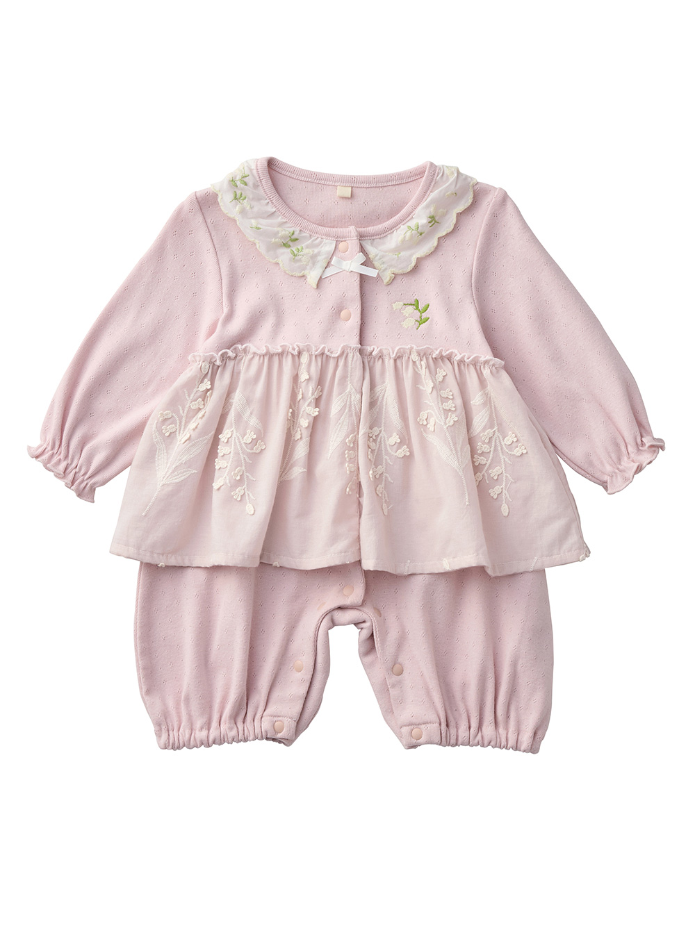 Little s.t. by s.t.closet】すずらん刺繍カバーオール | ロンパース