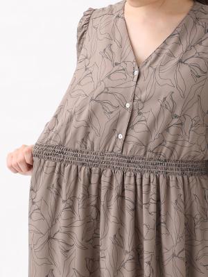 ウエストシャーリングVネックプリント ワンピースマタニティ・授乳服