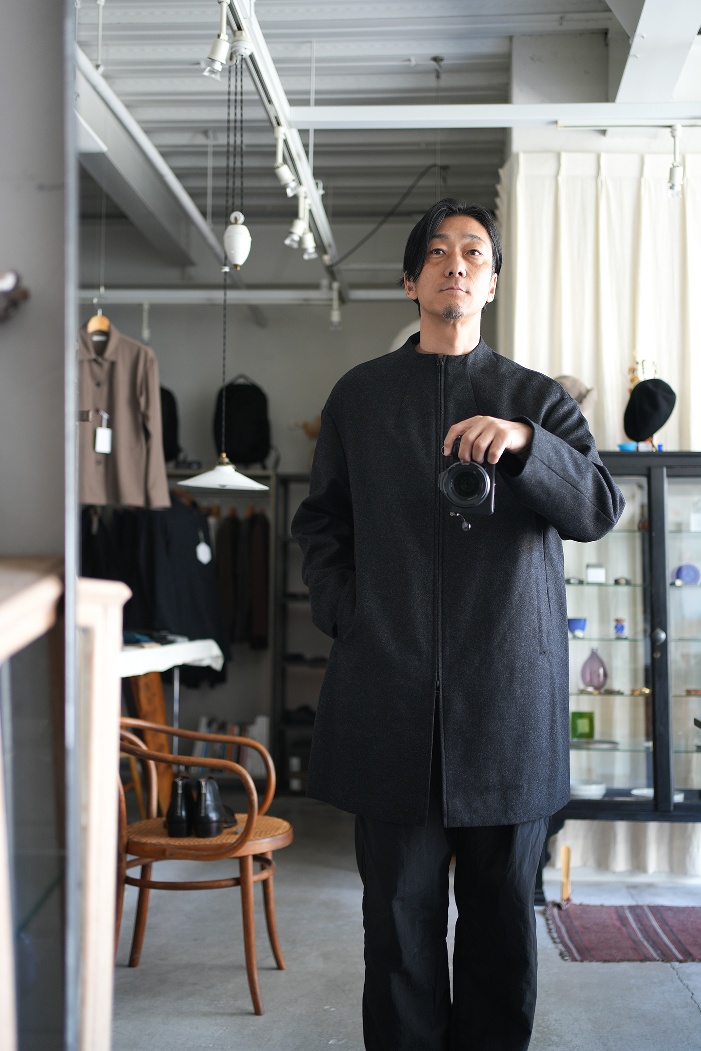 NO CONTROL AIR」ウールウスタンダードフラノボトルネックコート