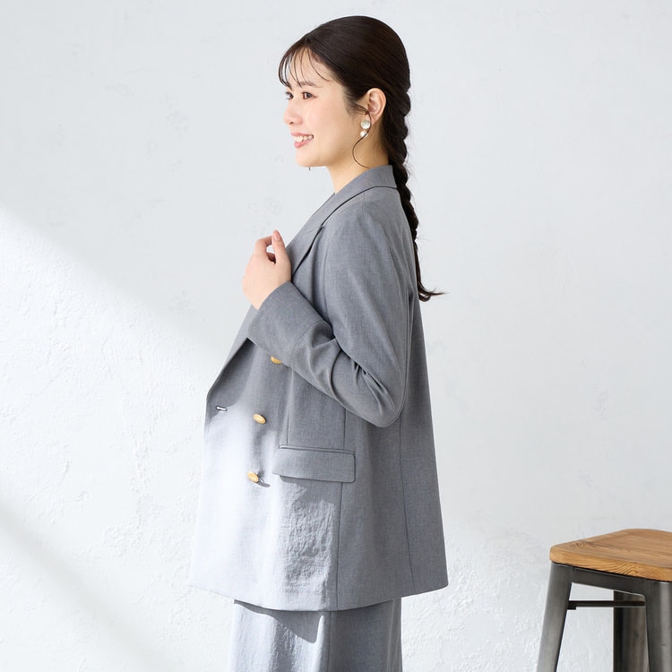 アウトレット】360°キレイ 2Wayストレッチ ダブルジャケット グレー セ