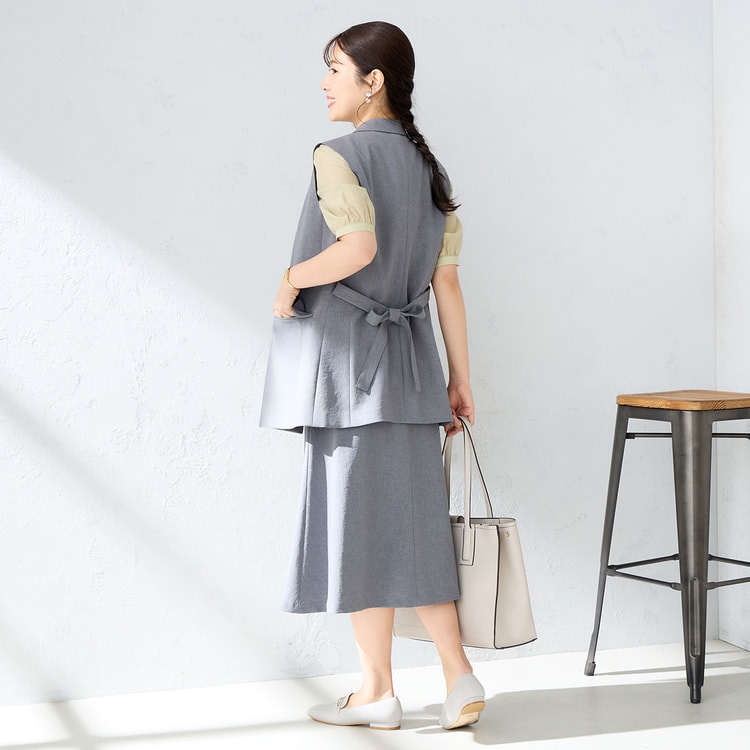 アウトレット】360°キレイ 2Wayストレッチ セミフレアスカート グレー